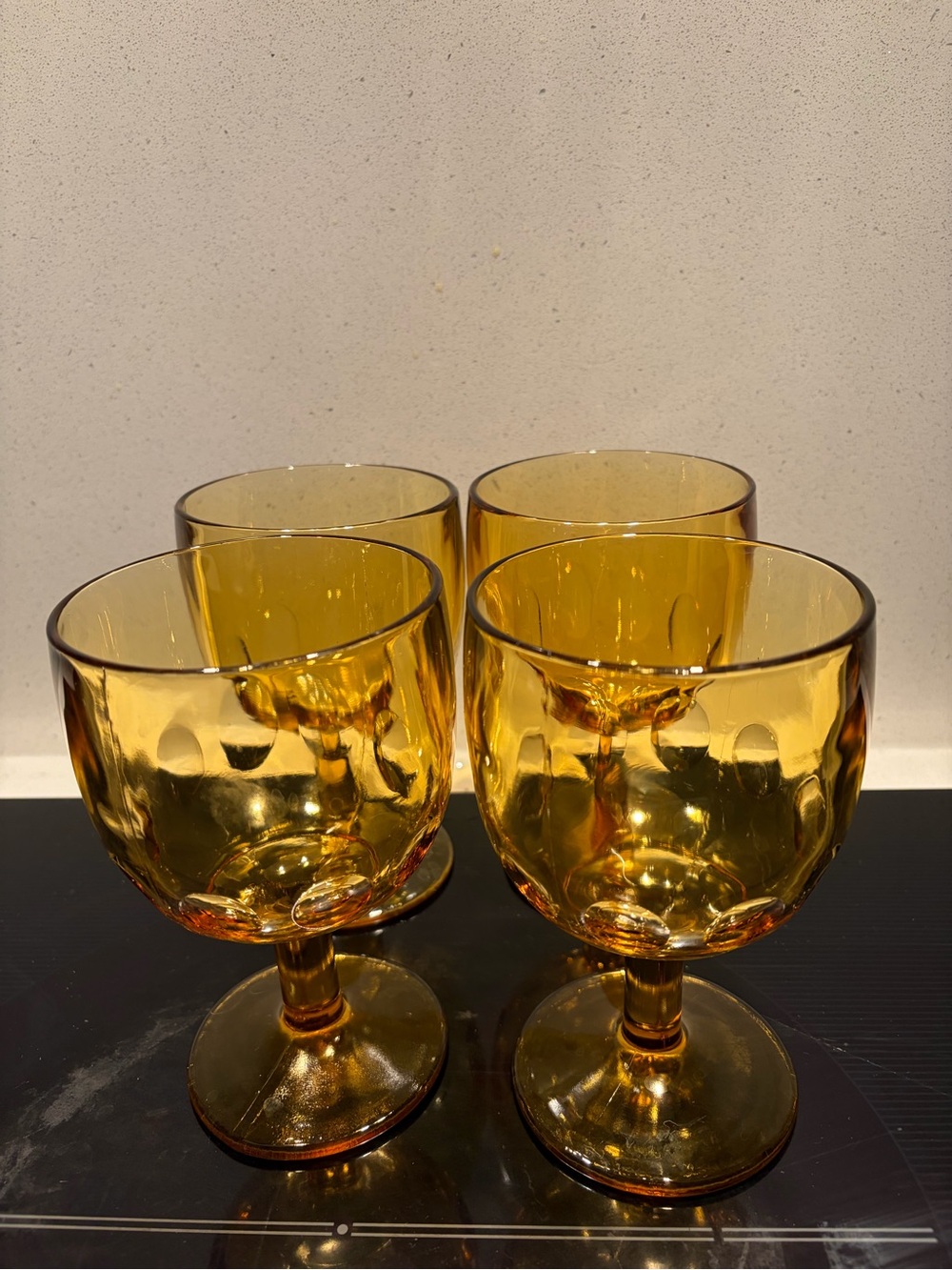 Yellow/Gold Goblet Wine Glasses - Set of 4